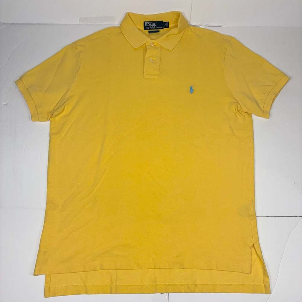 Polo Ralph Lauren Men's Custom Fit Short Sleeve Yellow Polo Shirt L